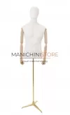 Busto uomo con braccia legno e base treppiede oro