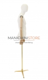 Busto uomo con braccia legno e base treppiede oro