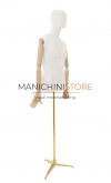 Busto uomo con braccia legno e base treppiede oro