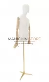 Busto uomo con braccia legno e base treppiede oro