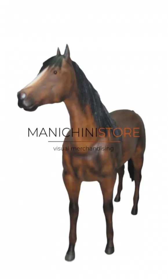 Cavallo in vetroresina per allestimento vetrina con criniera realistica