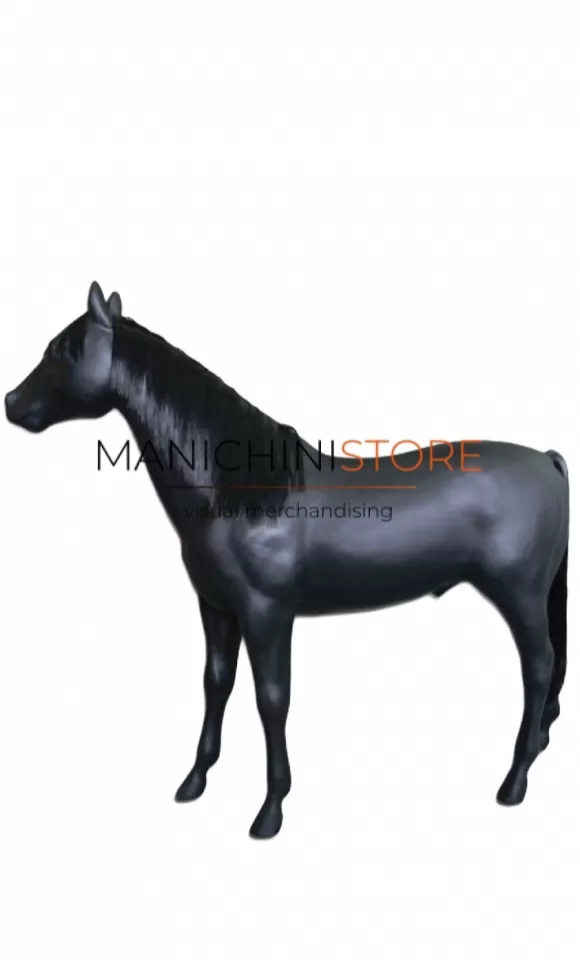 Cavallo in vetroresina per allestimento vetrina con criniera realistica