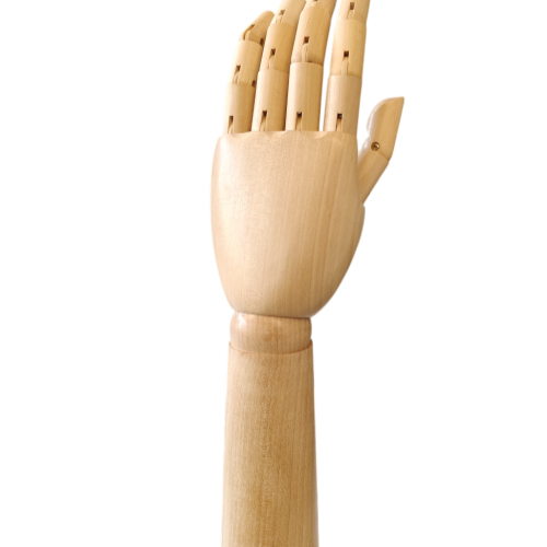 Jointed wooden male hand - high