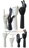 mani sinistra legno verniciata nero/bianco