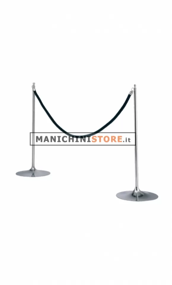 Colonnine segna percorso cromato con corda blu