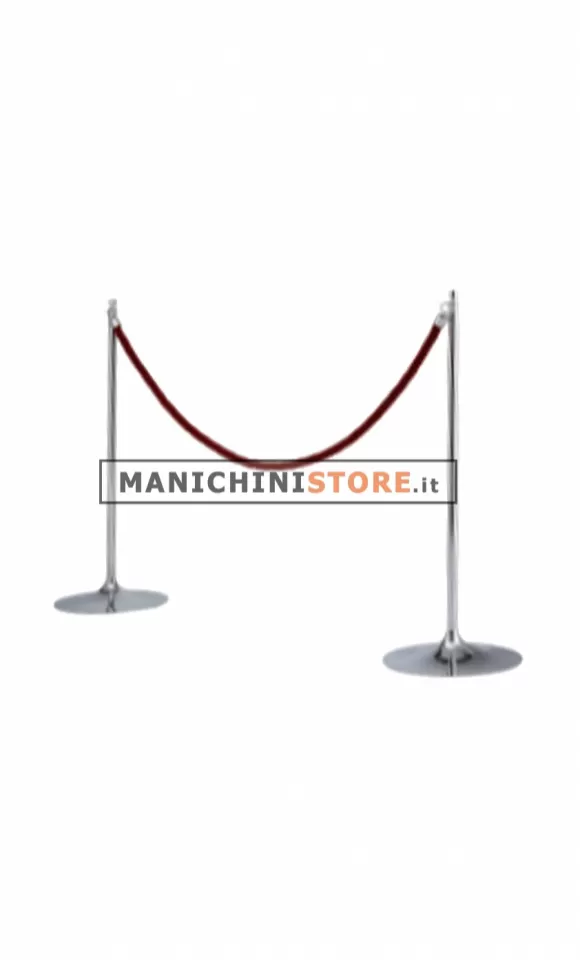 Colonnine segna percorso cromato con corda rossa