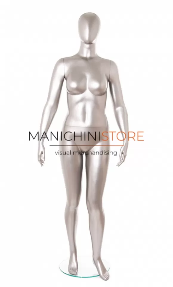 Manichino donna taglia comoda stilizzato TG.46-48 Nichel