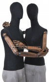 Manichino uomo in tessuto Nero con braccia in legno.