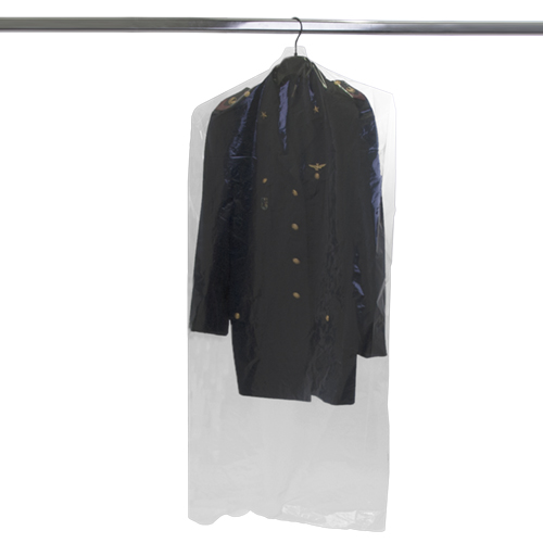 Transparent clothing storage bag - shaped cut