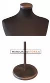 Busto donna in tessuto Testa di Moro con base tonda in metallo Vintage
