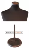 Busto uomo in tessuto Testa di Moro con base tonda in metallo Vintage