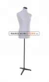 Busto uomo tessuto Grigio Perlato con base treppiede nera