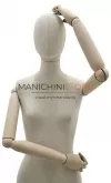 Busto donna in lino con braccia legno e base oro