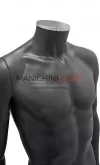 Busto uomo grigio antracite con testa, braccia e base da banco