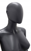 Busto donna grigio antracite con testa, braccia e base da banco