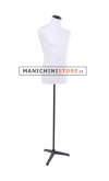 White fabric male bust with black tripod base