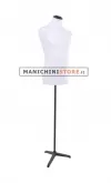 Busto uomo in tessuto bianco con base treppiede nera