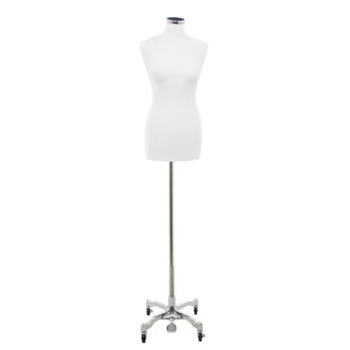 Busto donna in tessuto bianco con base worker cromata