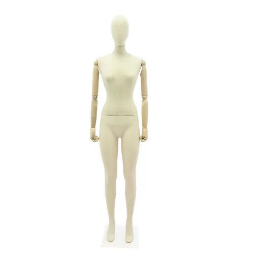 Manichino donna Plastic Linen con braccia in legno