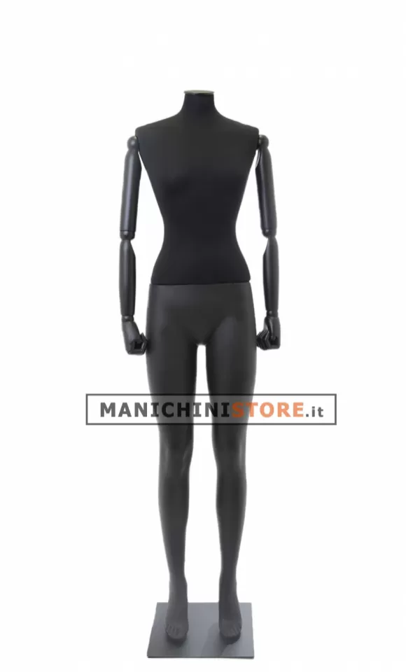 Manichino donna Plastic Lycra con braccia in legno senza testa