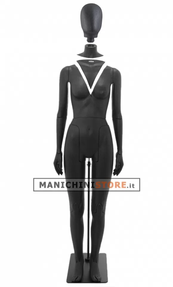 Manichino donna snodato ricomponibile con testa a uovo