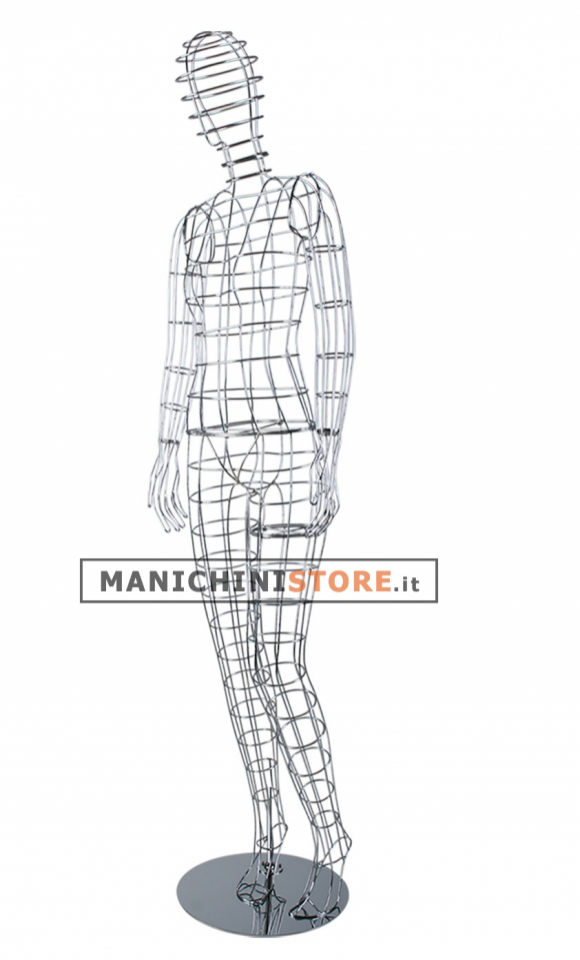 Woman mannequin in chromed wire