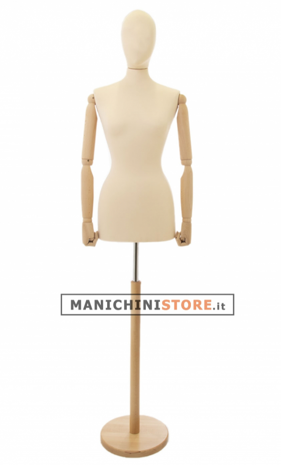 Ivory lycra female bust with wooden arms