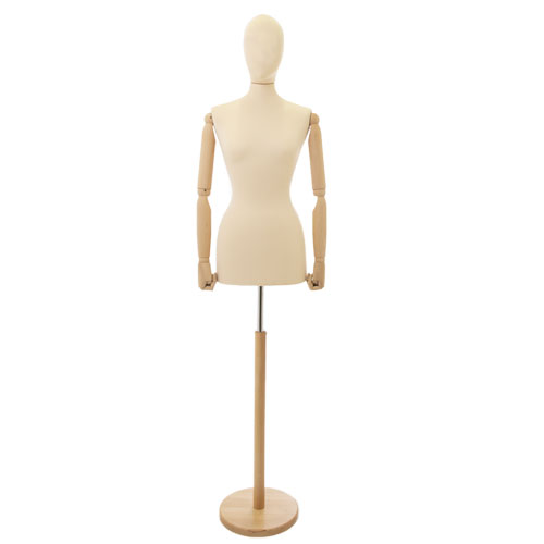 Busto donna lycra avorio con braccia legno