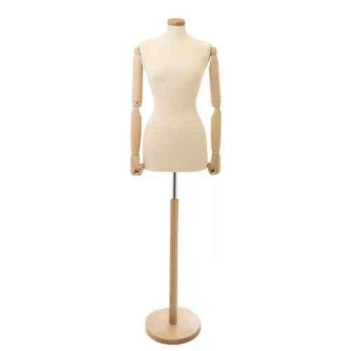 Busto donna lycra avorio con braccia legno