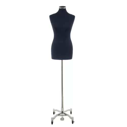 Busto donna in tessuto nero con base worker cromata