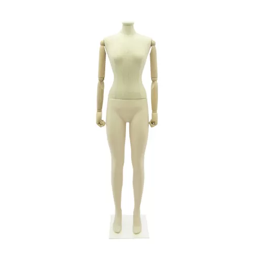 Manichino donna Plastic Linen con braccia in legno senza testa
