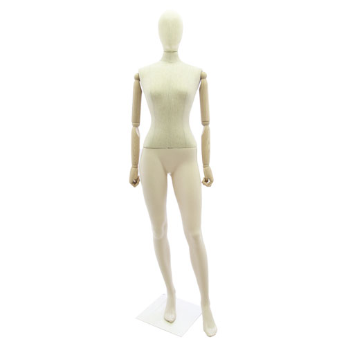 Manichino donna Plastic Linen con braccia in legno