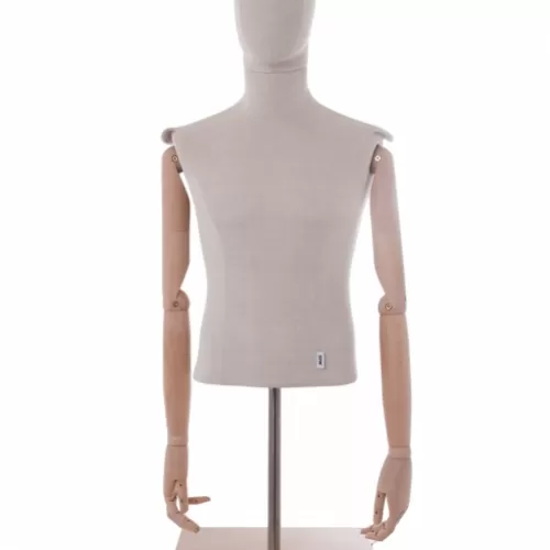 Busto uomo in tessuto braccia legno ex noleggio