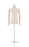 Busto donna sartoriale professionale in lino con braccia legno e base treppiede TG. 40 Small 