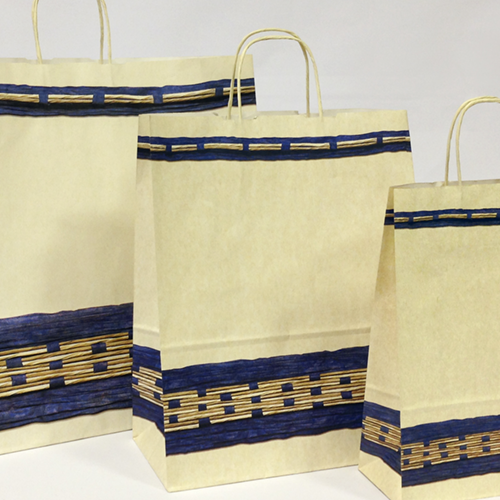 Sacchetto ECRU BLU con manico ritorto