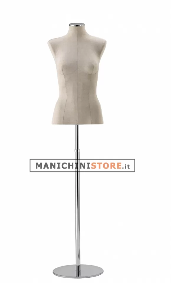 Busto donna in Lino con base cromata tonda