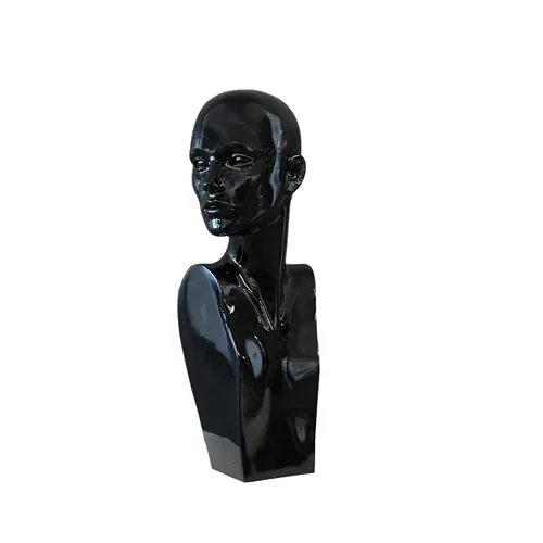 Testa donna realistica laccata nera