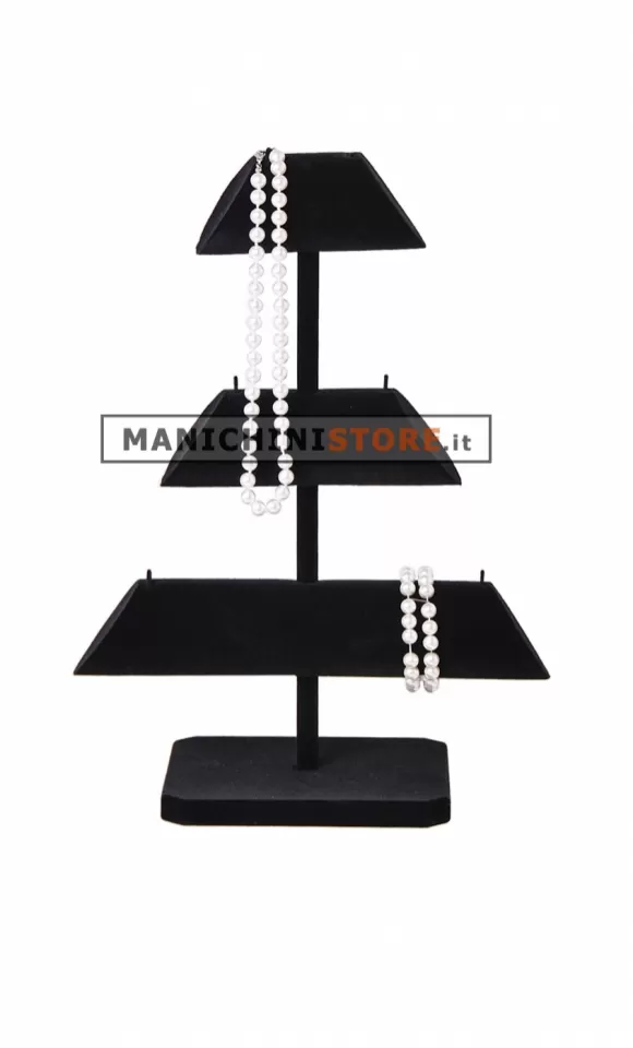 Espositore per bracciali e collane in velluto nero
