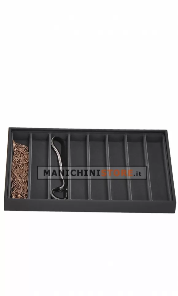 Espositore porta collane a scomparti in velluto antracite