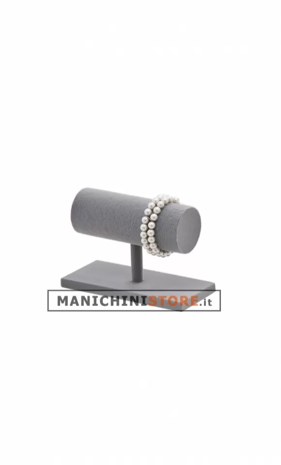 Espositore L14 per bracciali singolo in velluto grigio chiaro
