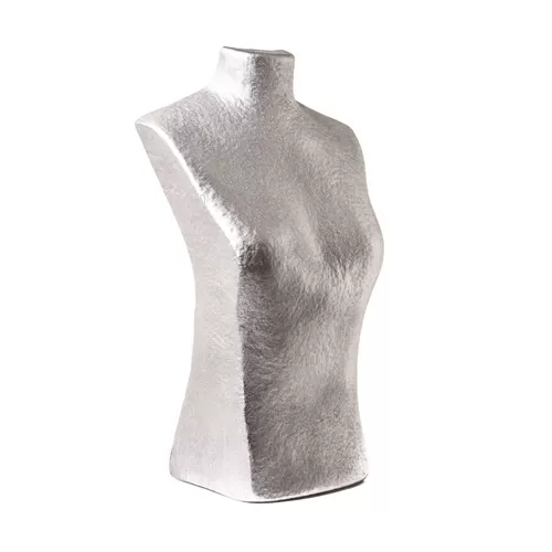 Torso display gioielli cartapesta argento