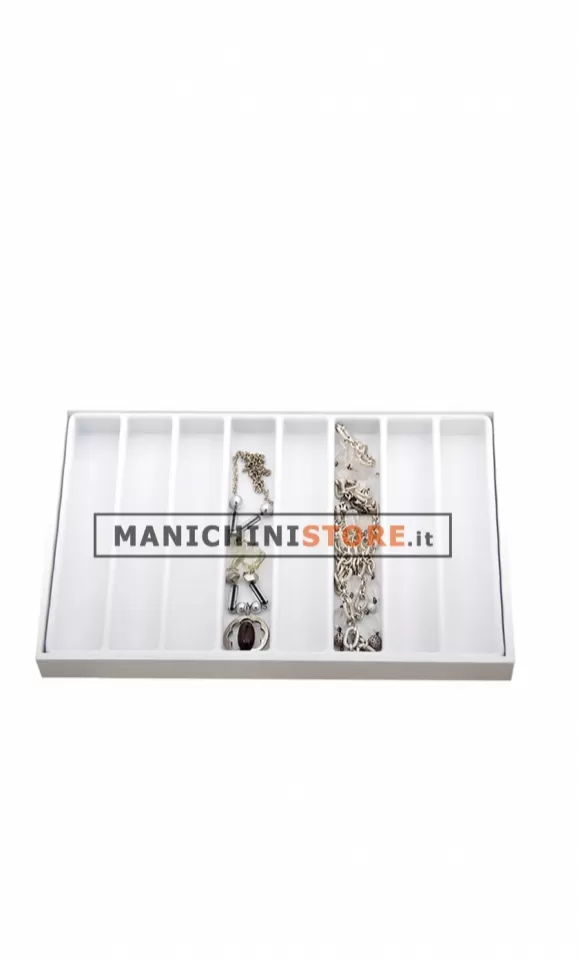 Espositore porta collane a scomparti in velluto bianco
