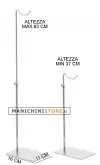 1 Espositore per borse in acciaio inox regolabile in altezza