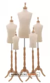 Serie di 5 busti bambino con base treppiede barocco frassino