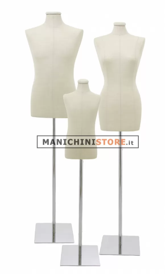 Serie di 3 busti in Lino con base cromata