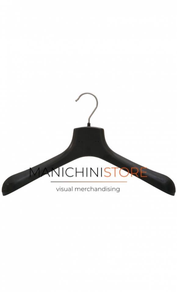 Gruccia capospalla 44 x 6,5 cm. Plastica Nera