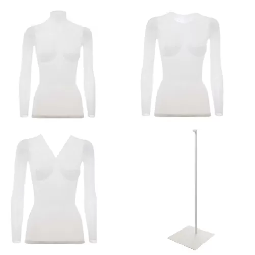Kit di 3 busti donna per foto e-commerce con una base