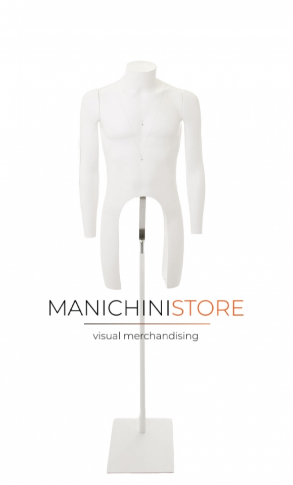 Busto uomo per foto internet e-commerce con base attacco schiena