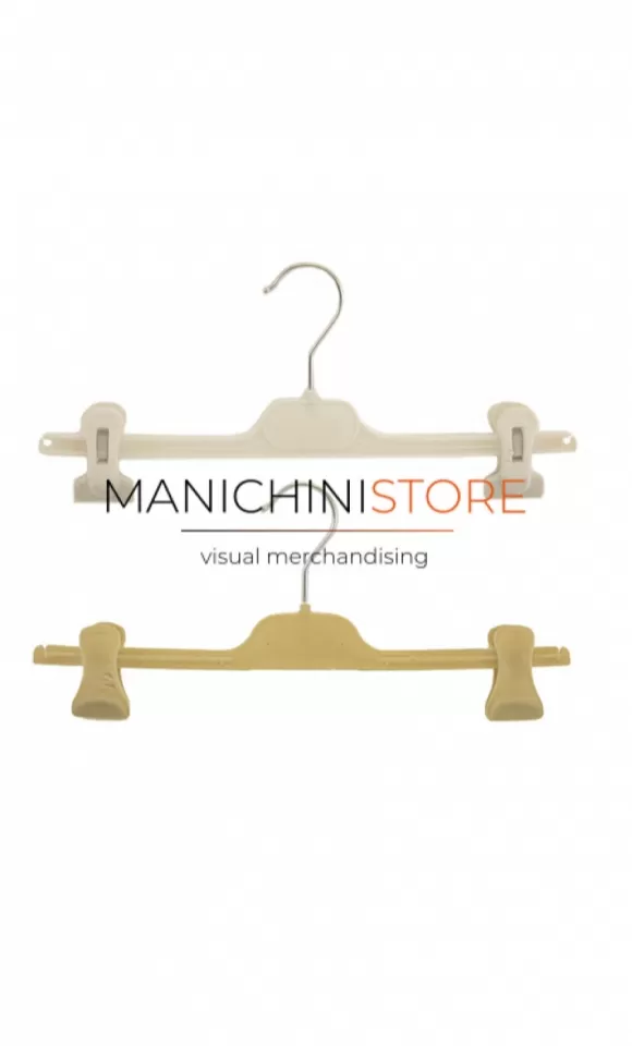 Lotto di 29 grucce con pinza - velluto crema e panna 36 cm - usate