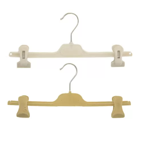 Lotto di 29 grucce con pinza - velluto crema e panna 36 cm - usate